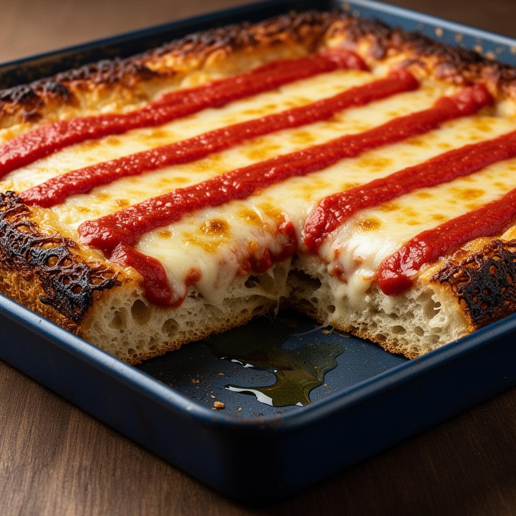 Detroit Style Pizza — Steel pan 25×35 cm Home oven 250 °C