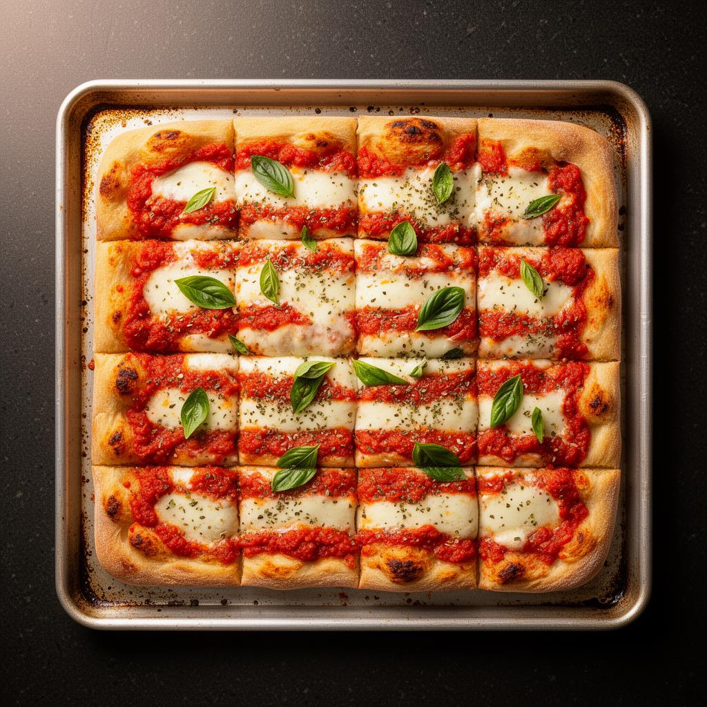 Grandma Pizza — Sheet pan 30×40 cm Home oven 250 °C